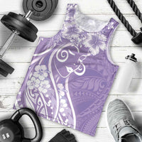 Polynesian Women's Day Men Tank Top Purple Hibiscus Flowers With Polynesian Pattern