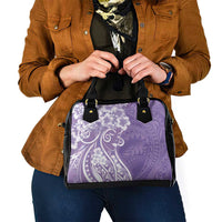 Polynesian Women's Day Shoulder Handbag Purple Hibiscus Flowers With Polynesian Pattern