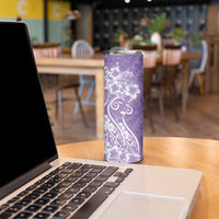 Polynesian Women's Day Skinny Tumbler Purple Hibiscus Flowers With Polynesian Pattern