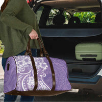 Polynesian Women's Day Travel Bag Purple Hibiscus Flowers With Polynesian Pattern