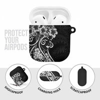 Polynesian Women's Day AirPods Case Black Hibiscus Flowers With Polynesian Pattern