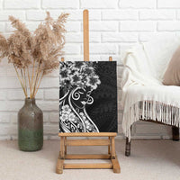 Polynesian Women's Day Canvas Wall Art Black Hibiscus Flowers With Polynesian Pattern