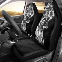 Polynesian Women's Day Car Seat Cover Black Hibiscus Flowers With Polynesian Pattern
