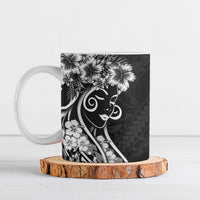 Polynesian Women's Day Ceramic Mug Black Hibiscus Flowers With Polynesian Pattern