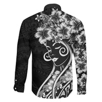 Polynesian Women's Day Family Matching Off Shoulder Maxi Dress and Hawaiian Shirt Black Hibiscus Flowers With Polynesian Pattern