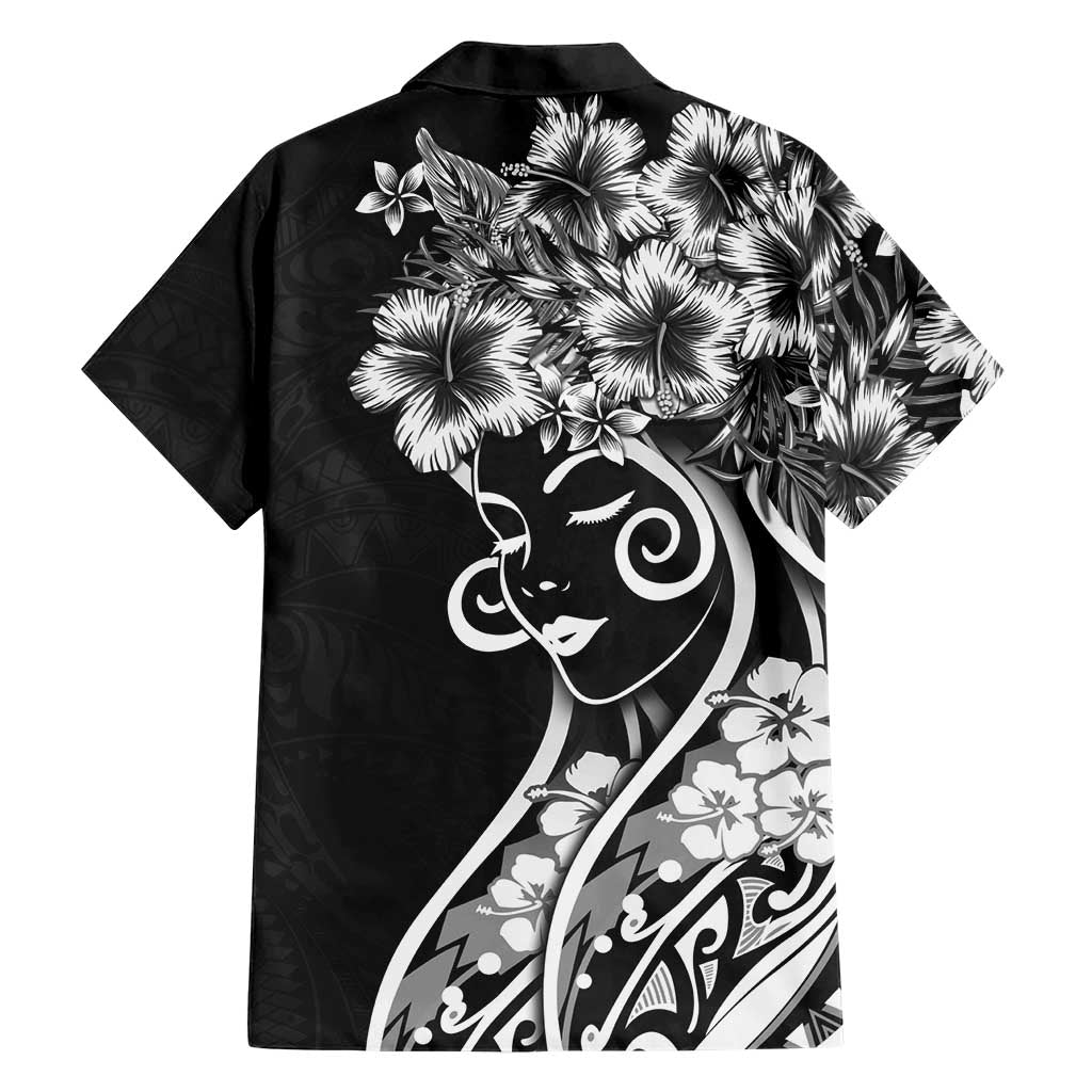 Polynesian Women's Day Family Matching Short Sleeve Bodycon Dress and Hawaiian Shirt Black Hibiscus Flowers With Polynesian Pattern LT05 - Polynesian Pride