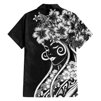 Polynesian Women's Day Family Matching Summer Maxi Dress and Hawaiian Shirt Black Hibiscus Flowers With Polynesian Pattern