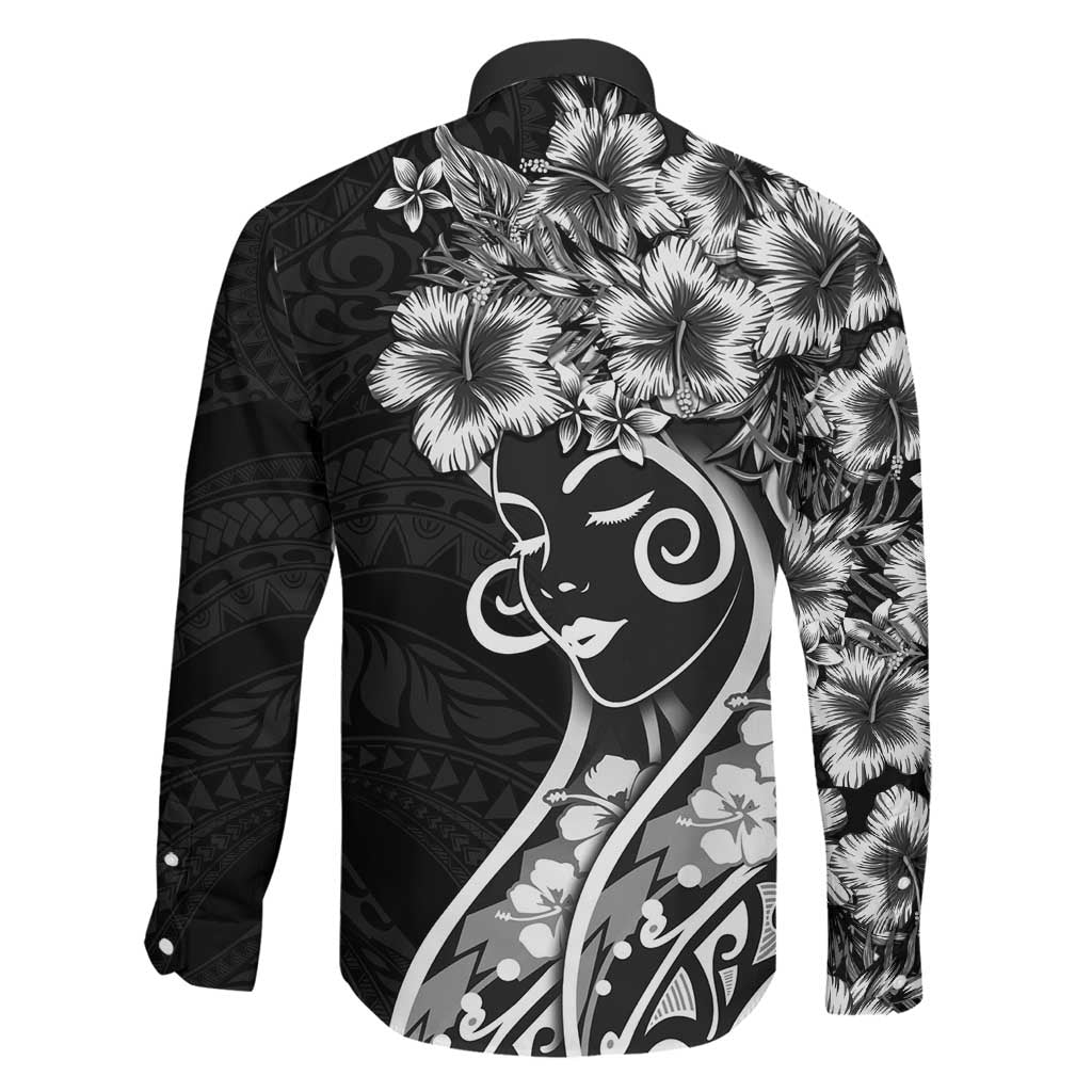 Polynesian Women's Day Family Matching Summer Maxi Dress and Hawaiian Shirt Black Hibiscus Flowers With Polynesian Pattern