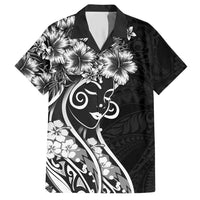 Polynesian Women's Day Hawaiian Shirt Black Hibiscus Flowers With Polynesian Pattern