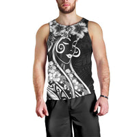 Polynesian Women's Day Men Tank Top Black Hibiscus Flowers With Polynesian Pattern