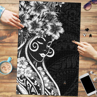 Polynesian Women's Day Puzzle Black Hibiscus Flowers With Polynesian Pattern