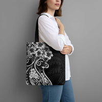 Polynesian Women's Day Tote Bag Black Hibiscus Flowers With Polynesian Pattern