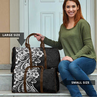Polynesian Women's Day Travel Bag Black Hibiscus Flowers With Polynesian Pattern
