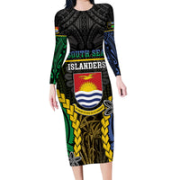 Personalised South Sea Islanders And Gilbert Islands Family Matching Long Sleeve Bodycon Dress and Hawaiian Shirt Kanakas Polynesian Pattern LT05 Mom's Dress Black - Polynesian Pride