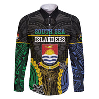 Personalised South Sea Islanders And Gilbert Islands Family Matching Mermaid Dress and Hawaiian Shirt Kanakas Polynesian Pattern LT05 Dad's Shirt - Long Sleeve Black - Polynesian Pride