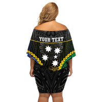 Personalised South Sea Islanders And Gilbert Islands Family Matching Off Shoulder Short Dress and Hawaiian Shirt Kanakas Polynesian Pattern