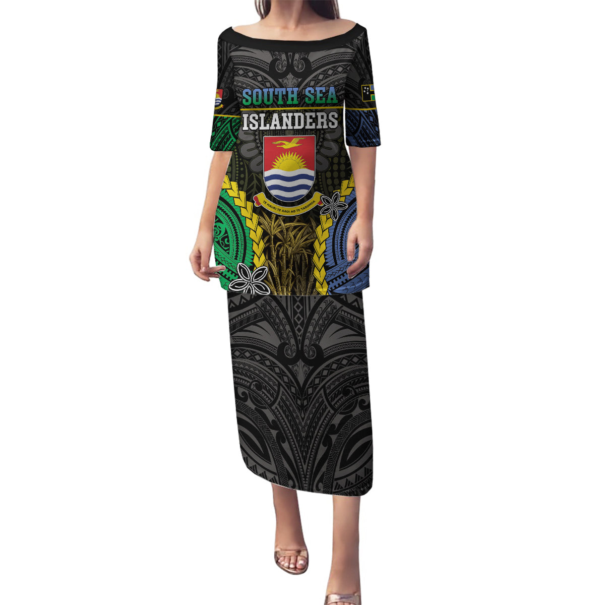Personalised South Sea Islanders And Gilbert Islands Family Matching Puletasi and Hawaiian Shirt Kanakas Polynesian Pattern