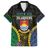 Personalised South Sea Islanders And Gilbert Islands Family Matching Short Sleeve Bodycon Dress and Hawaiian Shirt Kanakas Polynesian Pattern LT05 Dad's Shirt - Short Sleeve Black - Polynesian Pride