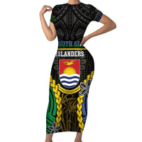 Personalised South Sea Islanders And Gilbert Islands Family Matching Short Sleeve Bodycon Dress and Hawaiian Shirt Kanakas Polynesian Pattern LT05 Mom's Dress Black - Polynesian Pride