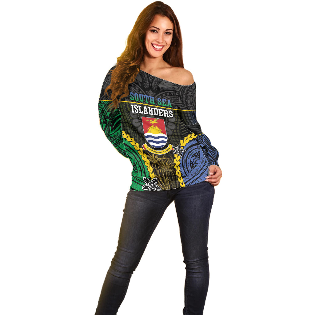 Personalised South Sea Islanders And Gilbert Islands Off Shoulder Sweater Kanakas Polynesian Pattern