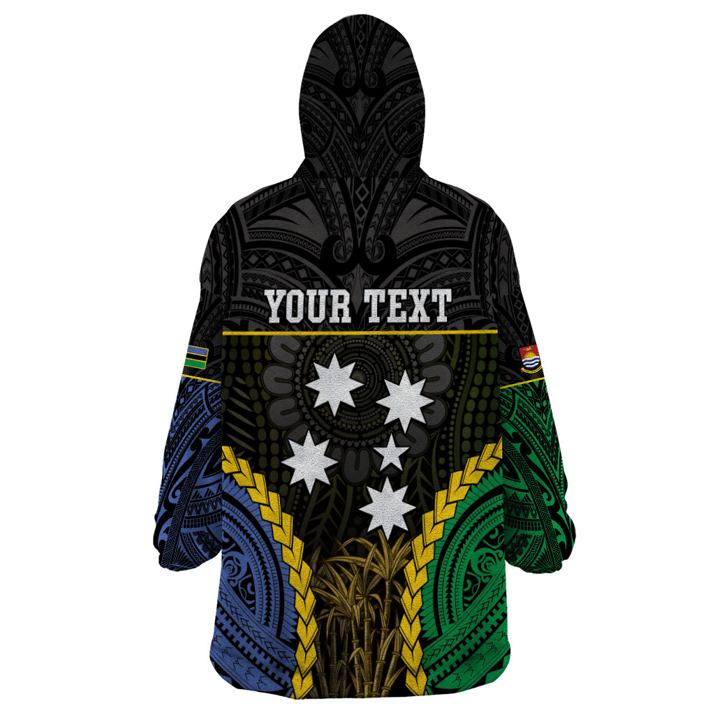 Personalised South Sea Islanders And Gilbert Islands Wearable Blanket Hoodie Kanakas Polynesian Pattern
