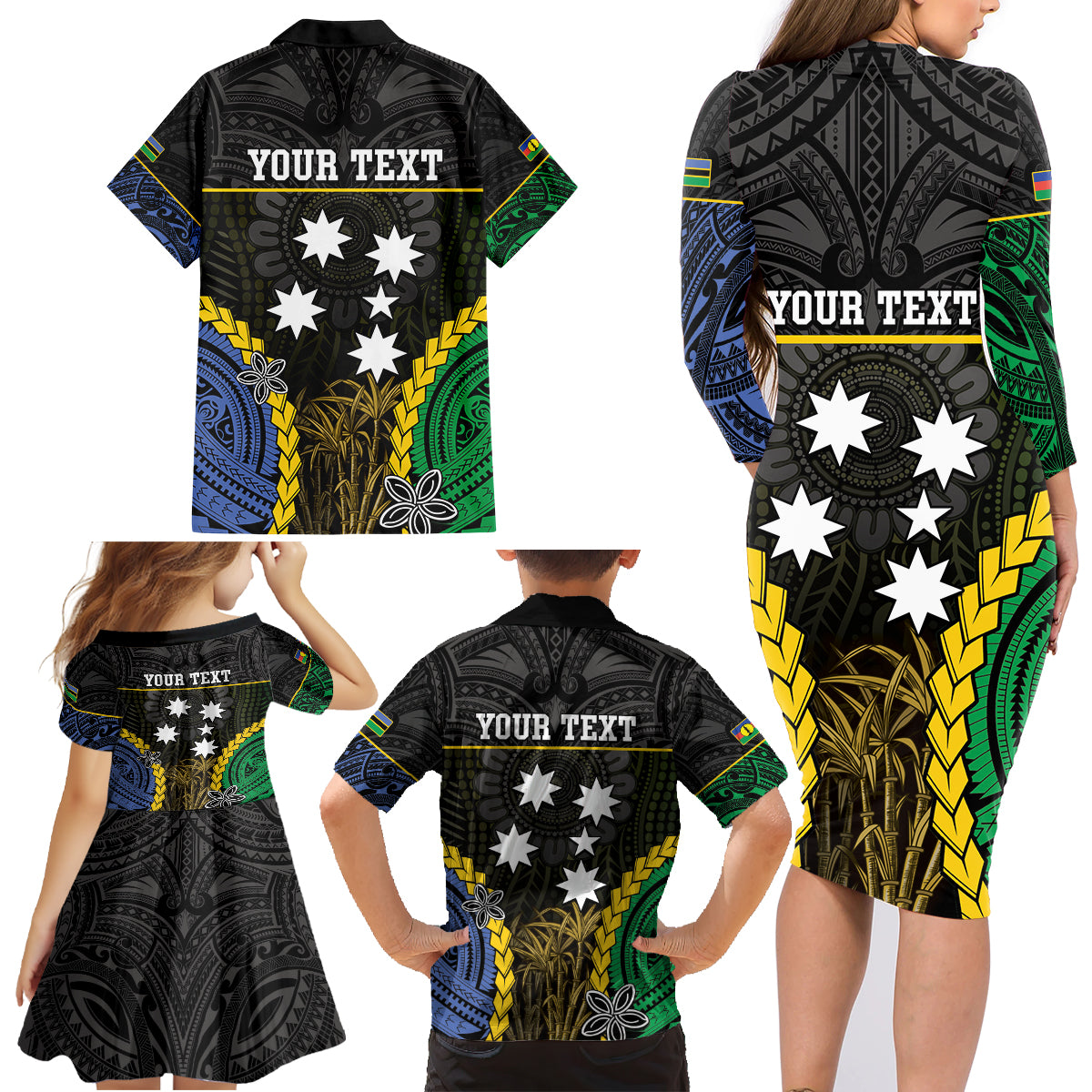 Personalised South Sea Islanders And New Caledonia Family Matching Long Sleeve Bodycon Dress and Hawaiian Shirt Kanakas Polynesian Pattern LT05 - Polynesian Pride