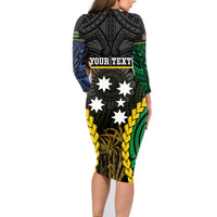 Personalised South Sea Islanders And New Caledonia Family Matching Long Sleeve Bodycon Dress and Hawaiian Shirt Kanakas Polynesian Pattern LT05 - Polynesian Pride