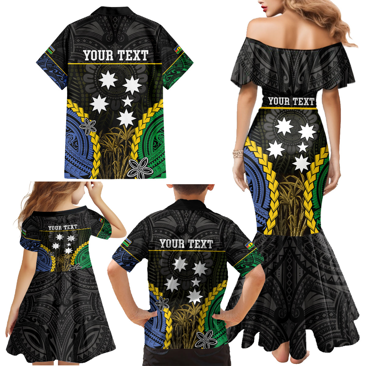 Personalised South Sea Islanders And New Caledonia Family Matching Mermaid Dress and Hawaiian Shirt Kanakas Polynesian Pattern LT05 - Polynesian Pride