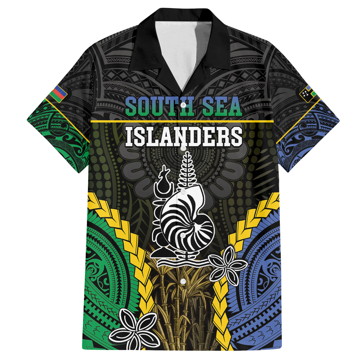 Personalised South Sea Islanders And New Caledonia Family Matching Off Shoulder Short Dress and Hawaiian Shirt Kanakas Polynesian Pattern LT05 Dad's Shirt - Short Sleeve Black - Polynesian Pride