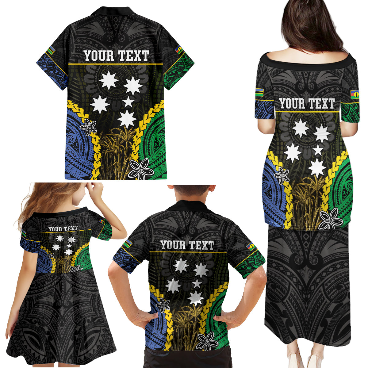 Personalised South Sea Islanders And New Caledonia Family Matching Puletasi and Hawaiian Shirt Kanakas Polynesian Pattern