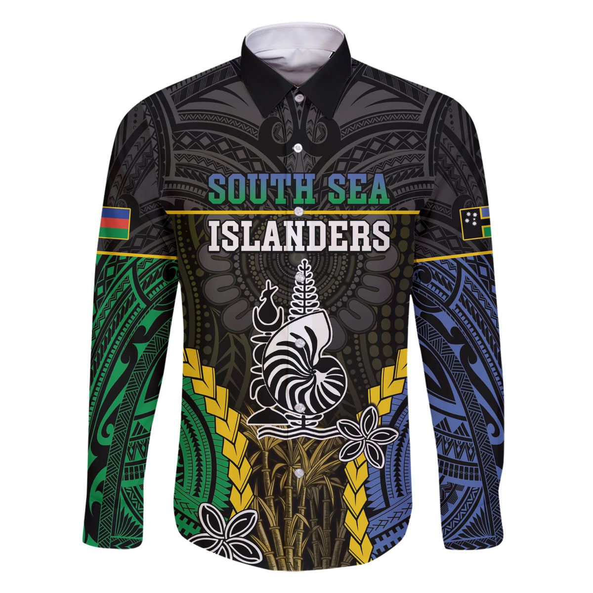 Personalised South Sea Islanders And New Caledonia Family Matching Short Sleeve Bodycon Dress and Hawaiian Shirt Kanakas Polynesian Pattern LT05 Dad's Shirt - Long Sleeve Black - Polynesian Pride