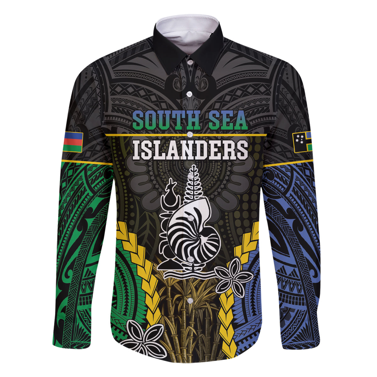 Personalised South Sea Islanders And New Caledonia Family Matching Summer Maxi Dress and Hawaiian Shirt Kanakas Polynesian Pattern LT05 Dad's Shirt - Long Sleeve Black - Polynesian Pride