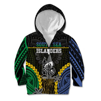 Personalised South Sea Islanders And New Caledonia Kid Hoodie Kanakas Polynesian Pattern LT05 Zip Hoodie Black - Polynesian Pride