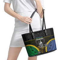 South Sea Islanders And New Caledonia Leather Tote Bag Kanakas Polynesian Pattern
