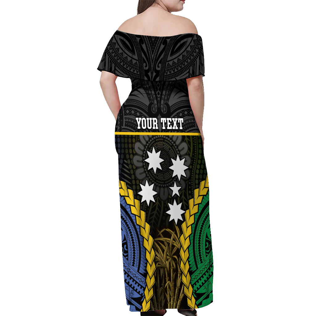 Personalised South Sea Islanders And New Caledonia Off Shoulder Maxi Dress Kanakas Polynesian Pattern LT05 - Polynesian Pride
