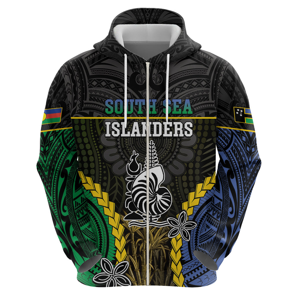 Personalised South Sea Islanders And New Caledonia Zip Hoodie Kanakas Polynesian Pattern LT05 - Polynesian Pride