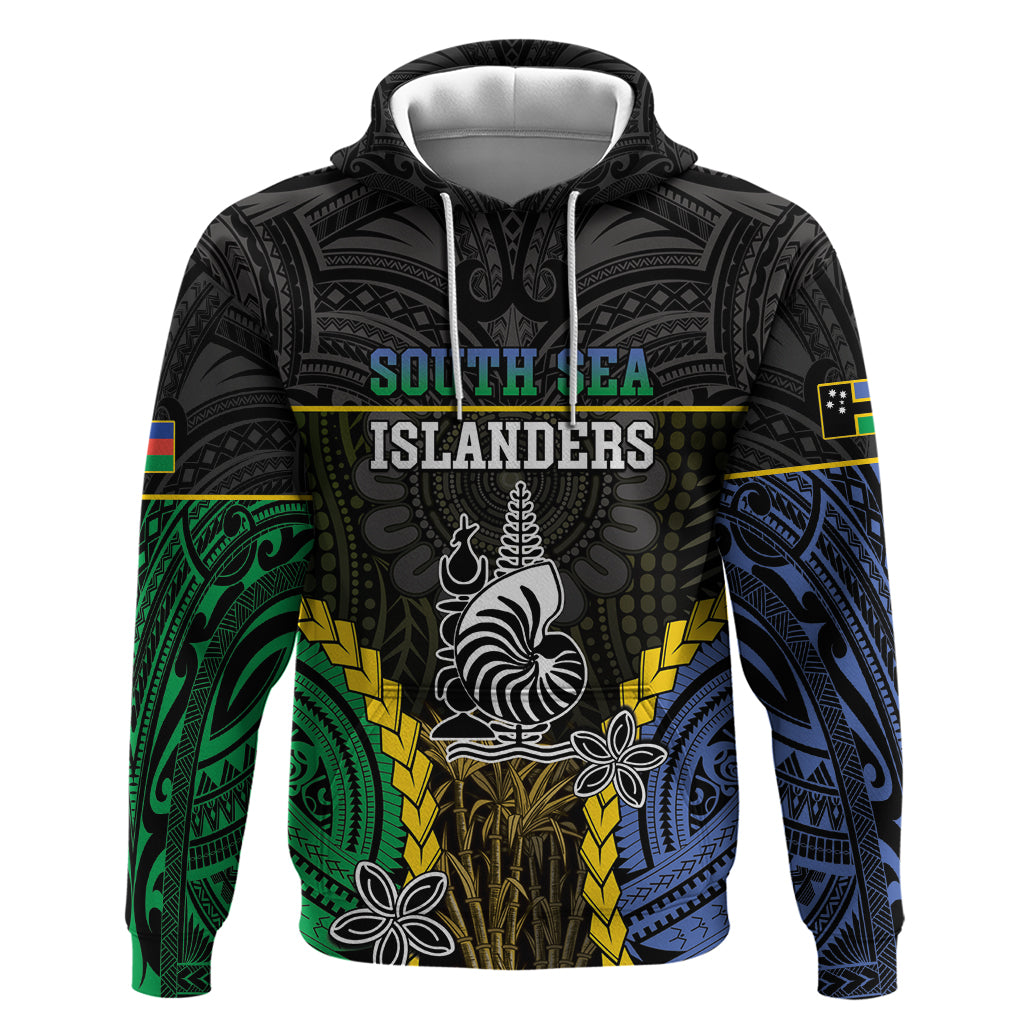 Personalised South Sea Islanders And New Caledonia Zip Hoodie Kanakas Polynesian Pattern LT05 Pullover Hoodie Black - Polynesian Pride