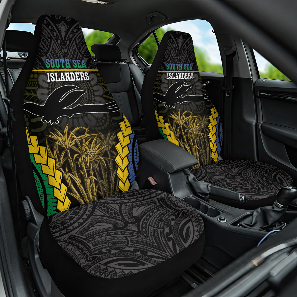 South Sea Islanders And New Ireland Car Seat Cover Kanakas Polynesian Pattern LT05 One Size Black - Polynesian Pride