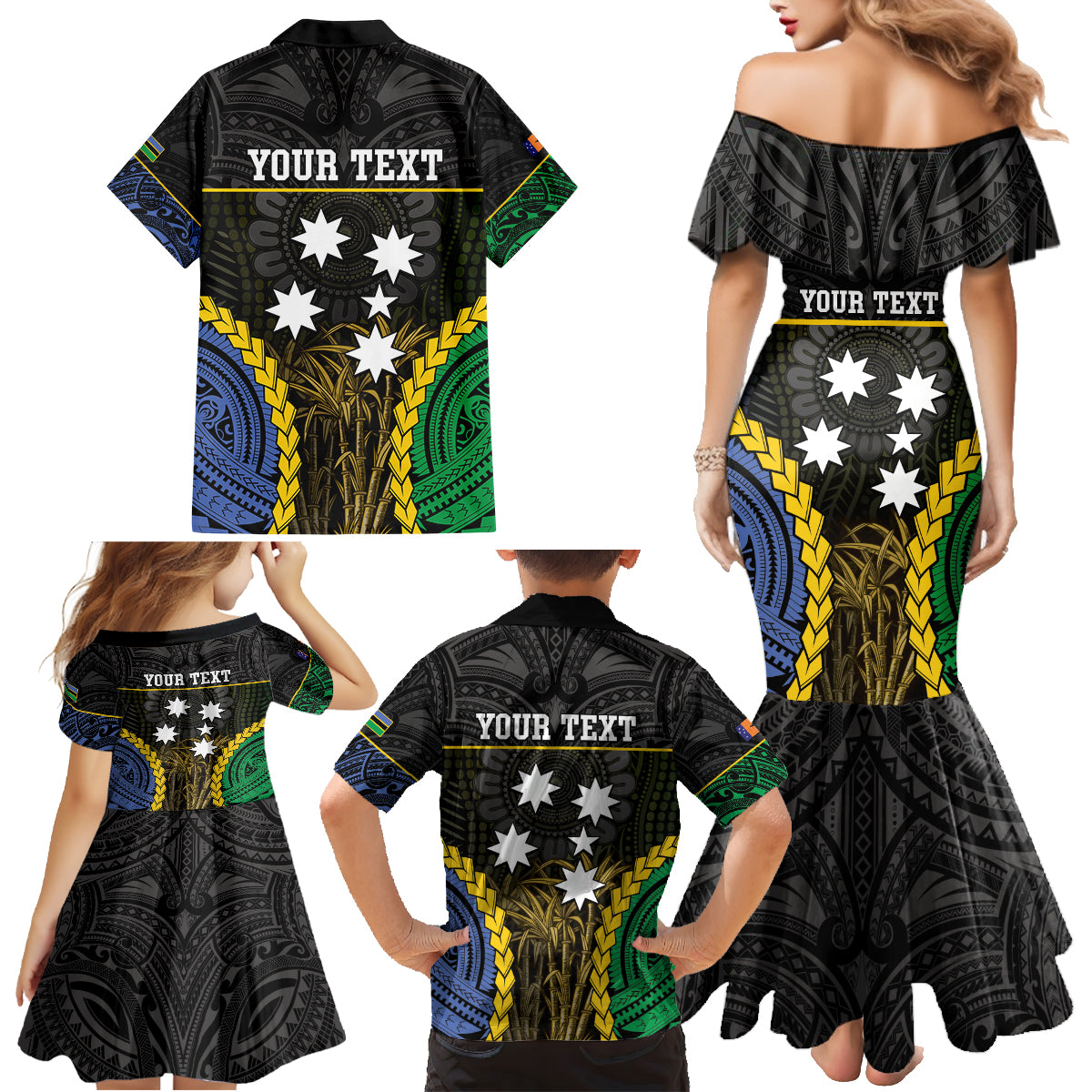 Personalised South Sea Islanders And New Ireland Family Matching Mermaid Dress and Hawaiian Shirt Kanakas Polynesian Pattern LT05 - Polynesian Pride