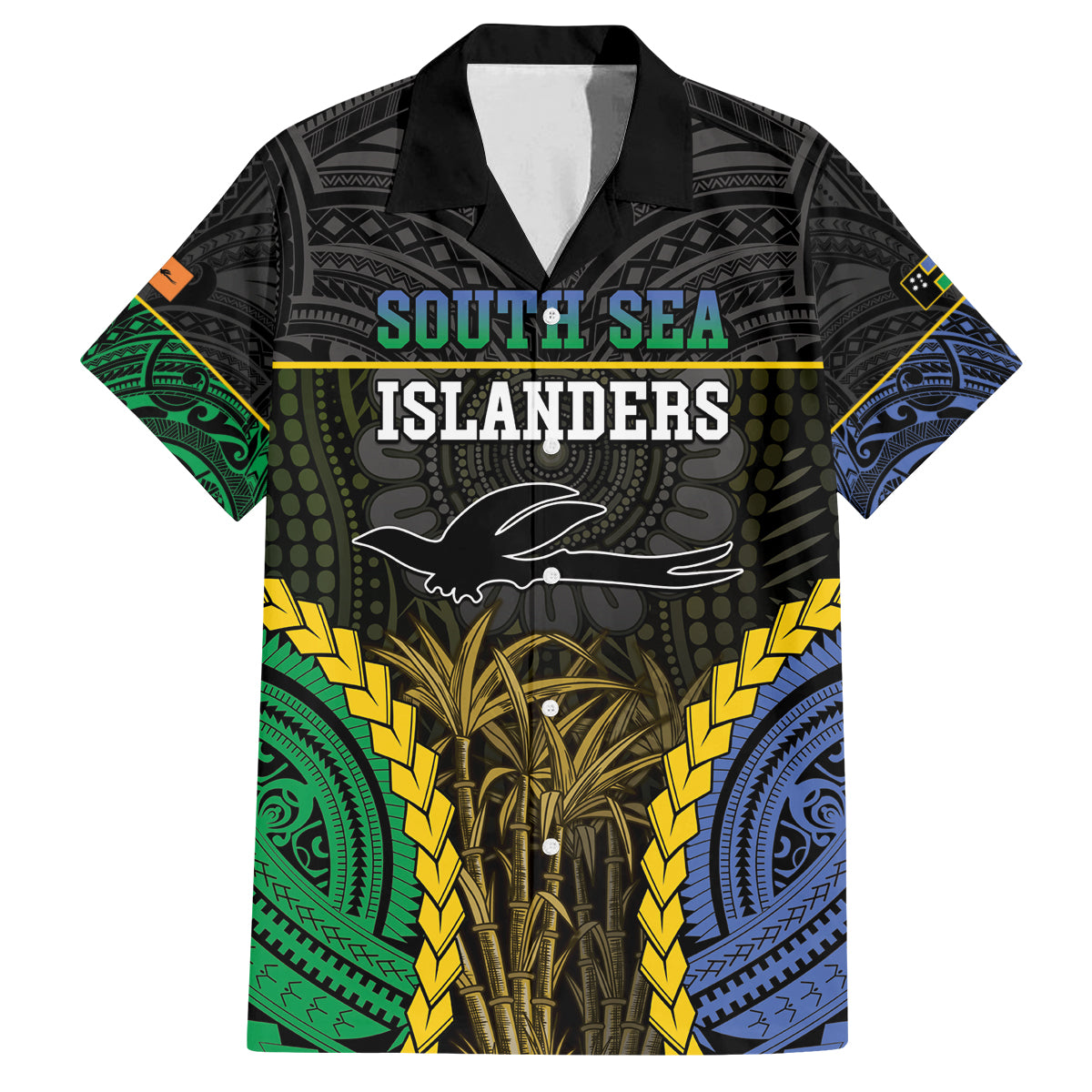 Personalised South Sea Islanders And New Ireland Family Matching Off The Shoulder Long Sleeve Dress and Hawaiian Shirt Kanakas Polynesian Pattern LT05 Dad's Shirt - Short Sleeve Black - Polynesian Pride