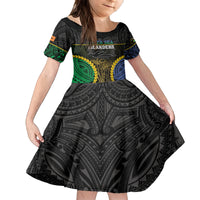 Personalised South Sea Islanders And New Ireland Family Matching Off Shoulder Maxi Dress and Hawaiian Shirt Kanakas Polynesian Pattern LT05 Daughter's Dress Black - Polynesian Pride