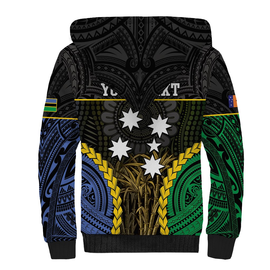 Personalised South Sea Islanders And New Ireland Sherpa Hoodie Kanakas Polynesian Pattern