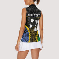Personalised South Sea Islanders And New Ireland Women Sleeveless Polo Shirt Kanakas Polynesian Pattern