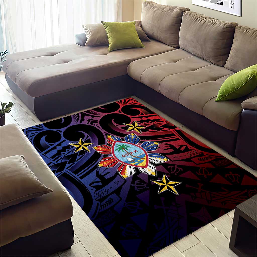 Philippines Guam Area Rug Filipino Sun With Guaman Seal