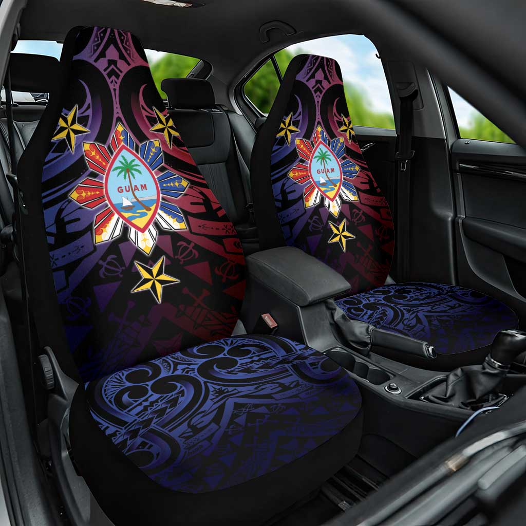 Philippines Guam Car Seat Cover Filipino Sun With Guaman Seal LT05 One Size Blue - Polynesian Pride