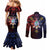 Philippines Guam Couples Matching Mermaid Dress and Long Sleeve Button Shirt Filipino Sun With Guaman Seal