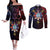 Philippines Guam Couples Matching Off The Shoulder Long Sleeve Dress and Long Sleeve Button Shirt Filipino Sun With Guaman Seal