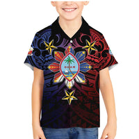 Philippines Guam Family Matching Mermaid Dress and Hawaiian Shirt Filipino Sun With Guaman Seal LT05 Son's Shirt Blue - Polynesian Pride