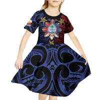 Philippines Guam Kid Short Sleeve Dress Filipino Sun With Guaman Seal