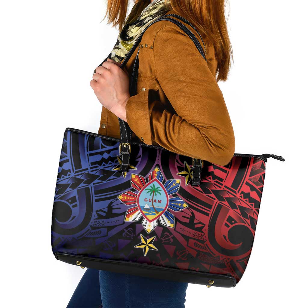 Philippines Guam Leather Tote Bag Filipino Sun With Guaman Seal